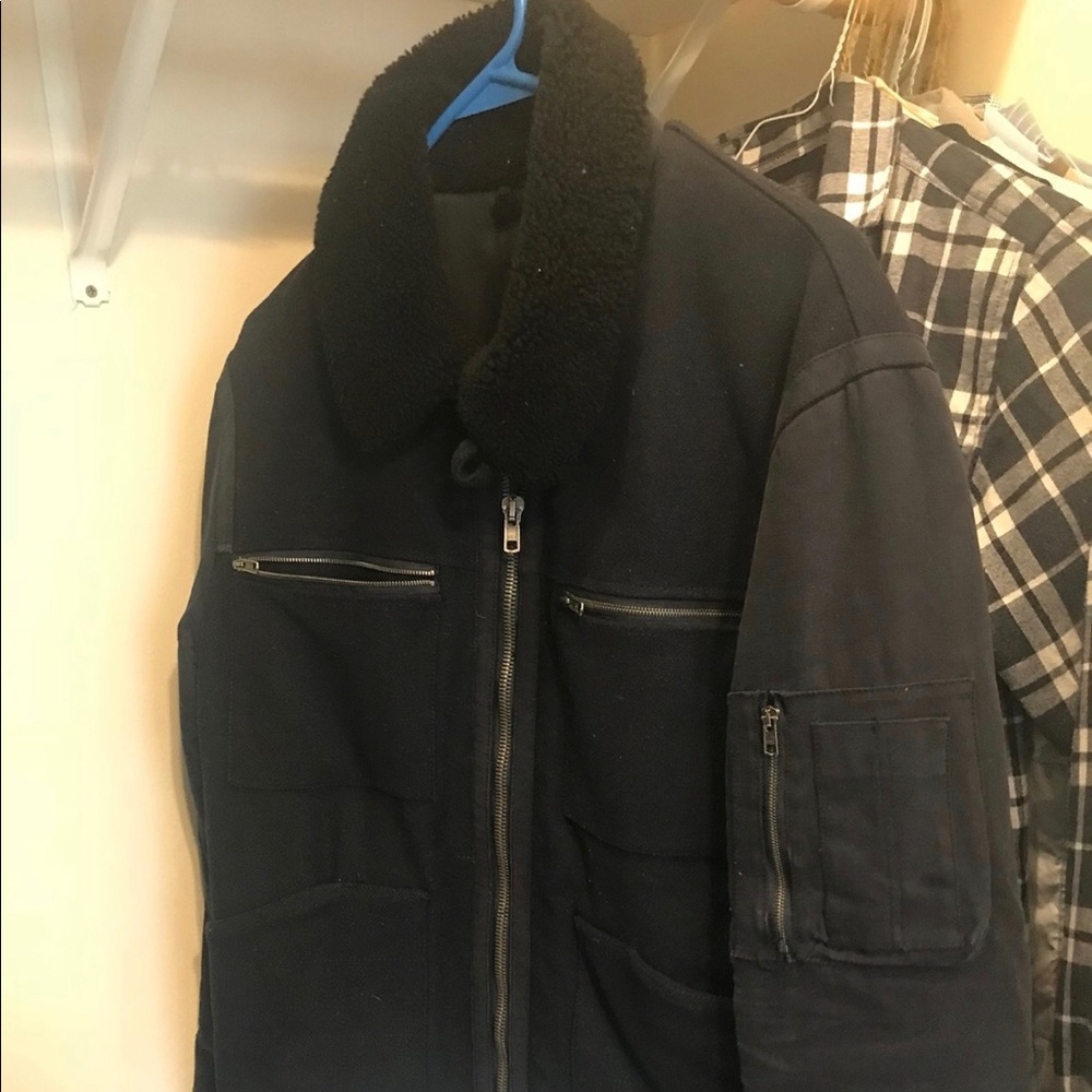 Navy Jacket w/ Shearling Collar